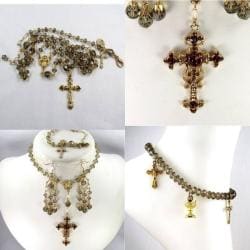 Smoky Quartz Crystal 6 mm Catholic Wedding Jewelry Set Jewelry Sets