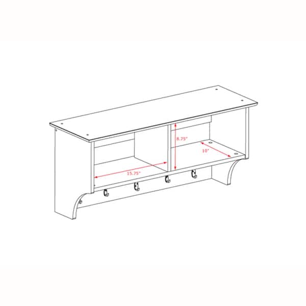 pics 36 Wall Shelf With Hooks prepac