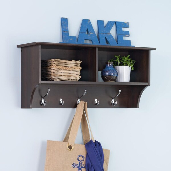 Prepac Everett Espresso 36-inch Hanging Entryway Shelf