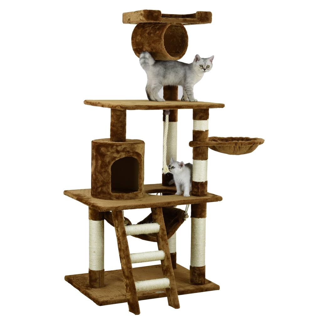 Go Pet Club Multi-level Brown Wood 62-inch Cat Tree