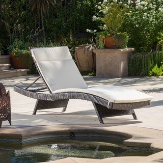 Toscana Outdoor Brown Wicker Adjustable Chaise Lounge with Cushion by Christopher Knight Home