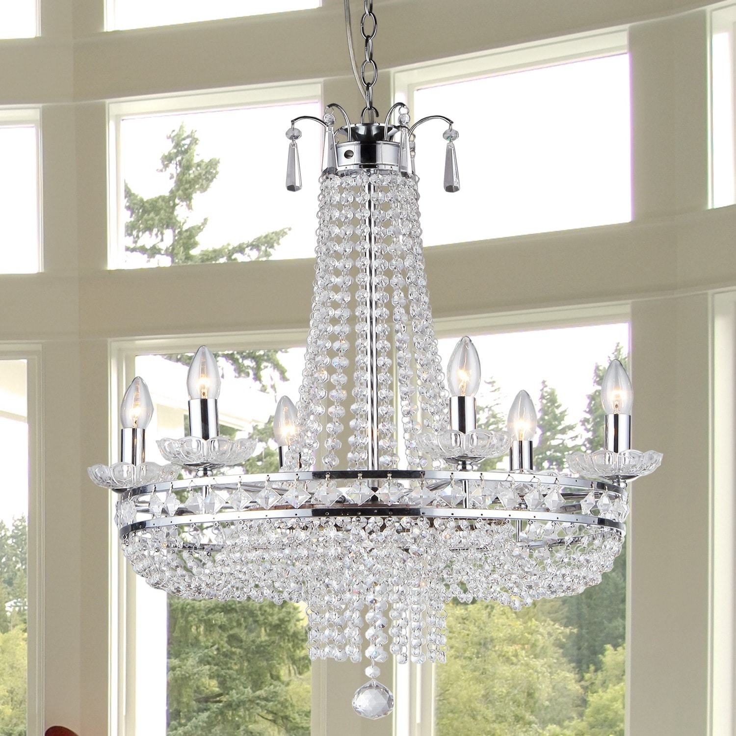 Crystal Chrome Finish Pendant Lamp