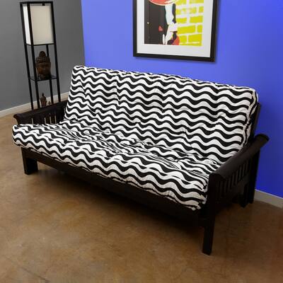 Black/ White Stripe Full-Size 8-inch Dual Memory Foam Futon Mattress
