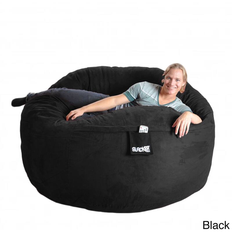Slacker Sack Round 6-foot Microsuede and Foam Bean Bag - 6' - Black