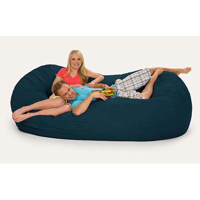 Oval 8-foot Navy Blue Microfiber and Memory Foam Bean Bag
