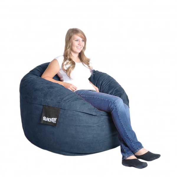 Navy Blue 4 foot Microfiber and Memory Foam Bean Bag  