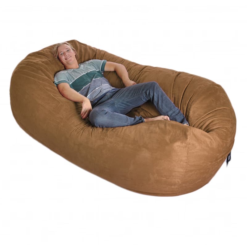 8-foot Oval Microfiber and Memory Foam Bean Bag - Black