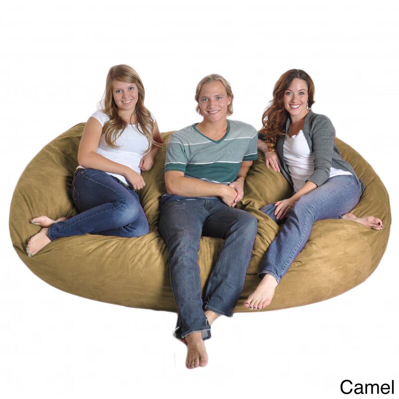 8-foot Oval Microfiber and Memory Foam Bean Bag - Tan