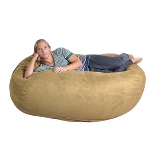 Oval 6-foot Light Brown Microfiber and Memory Foam Bean Bag - Overstock ...