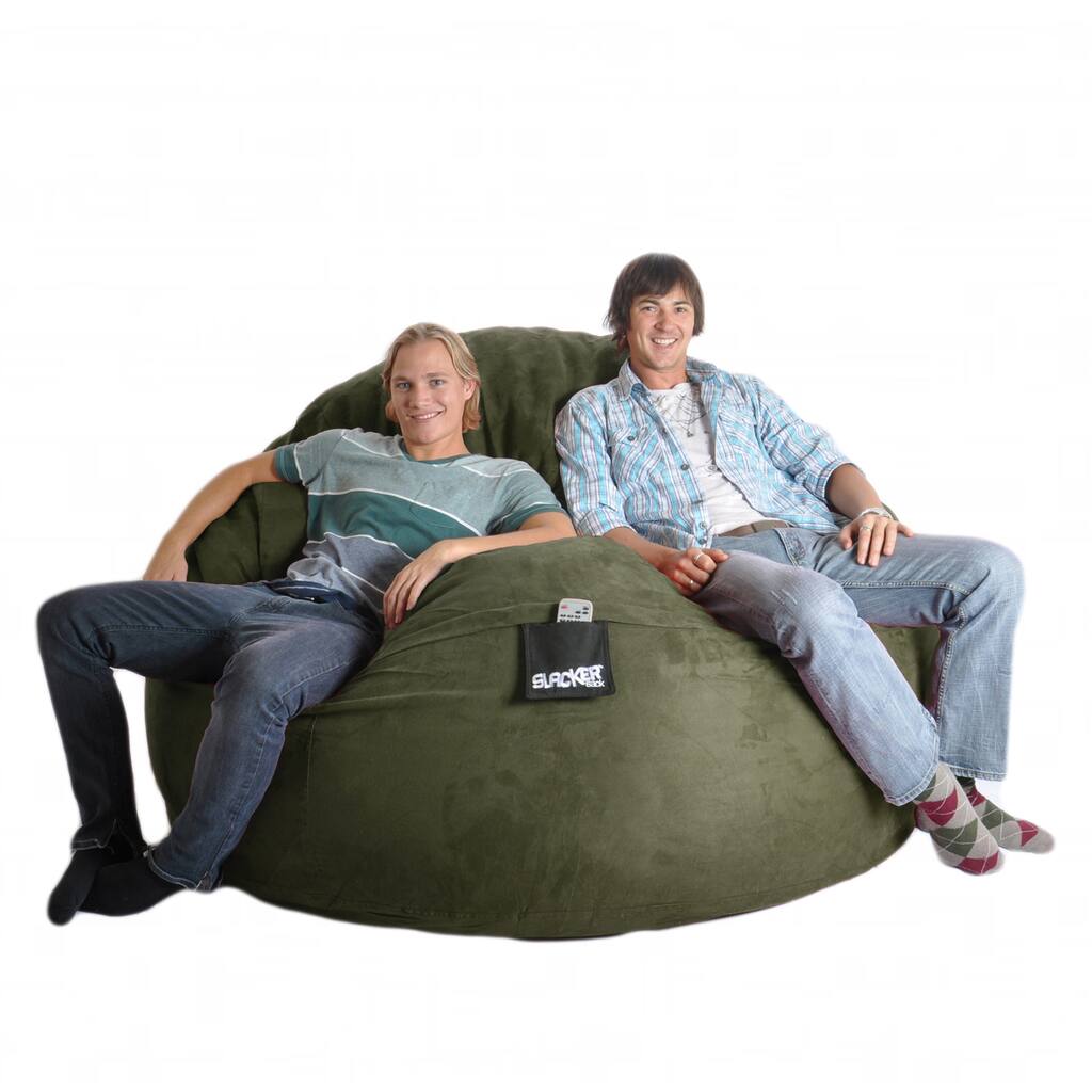 Round 6-foot Olive Green Microfiber and Foam Bean Bag
