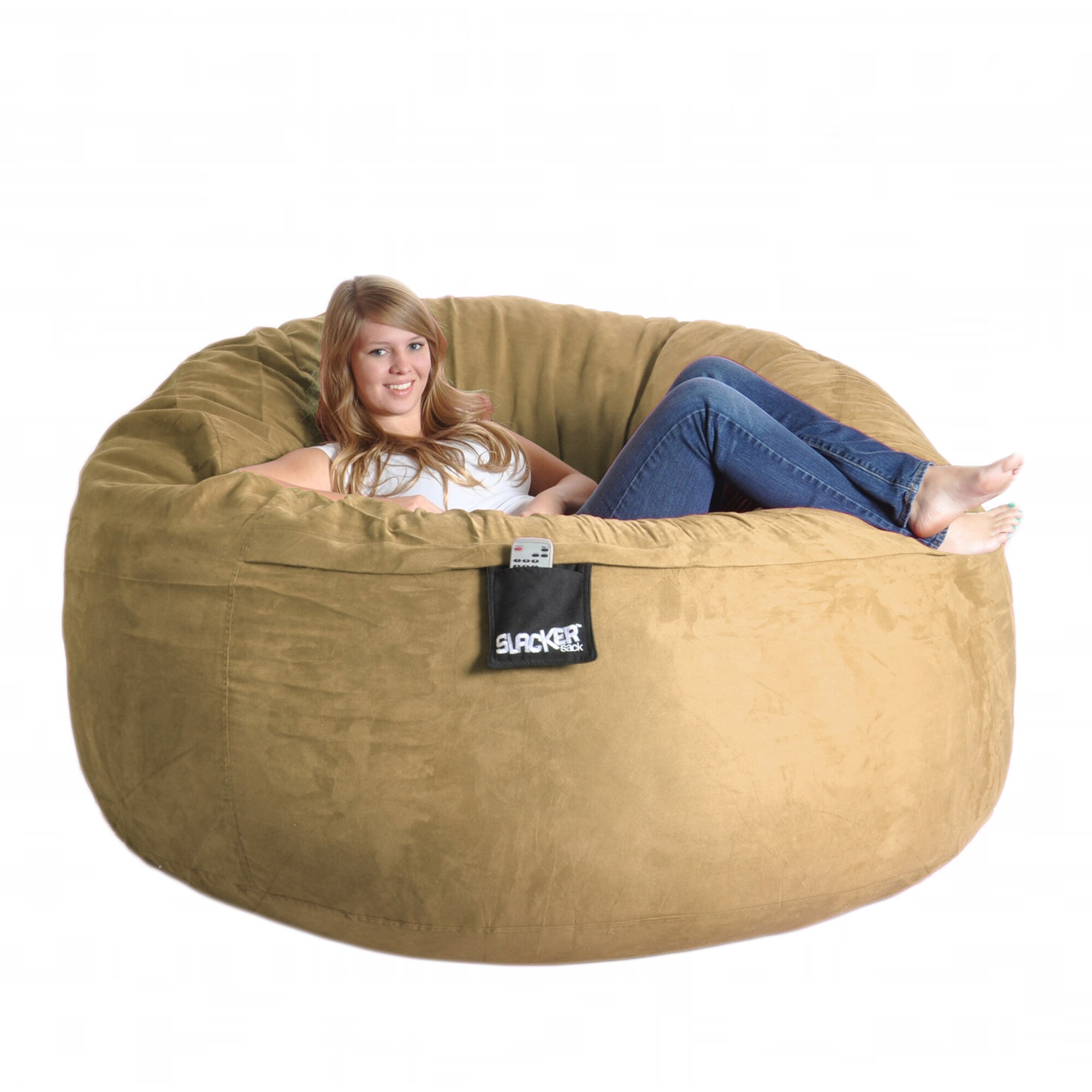 Six foot Light Brown Microfiber and Foam Bean Bag Bed Bath