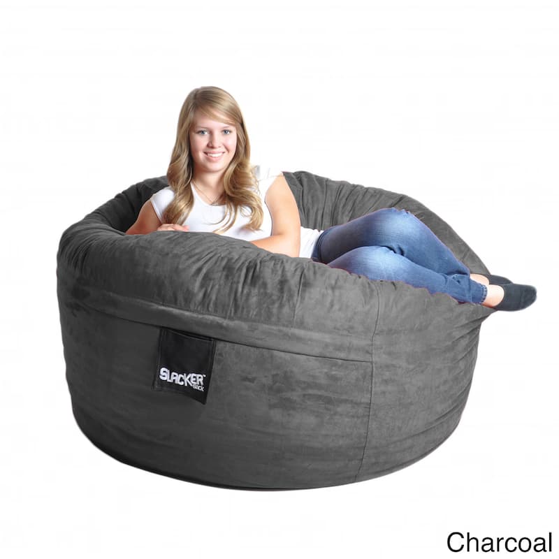 Slacker Sack 5-foot Microfiber and Memory Foam Bean Bag - Charcoal