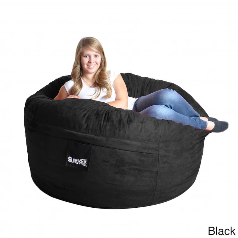 Slacker Sack 5-foot Microfiber and Memory Foam Bean Bag - Black