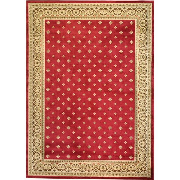 Well Woven Dallas Formal European Floral Border Diamond Field Red, Beige, Ivory Area Rug - 9'3" x 12'6"