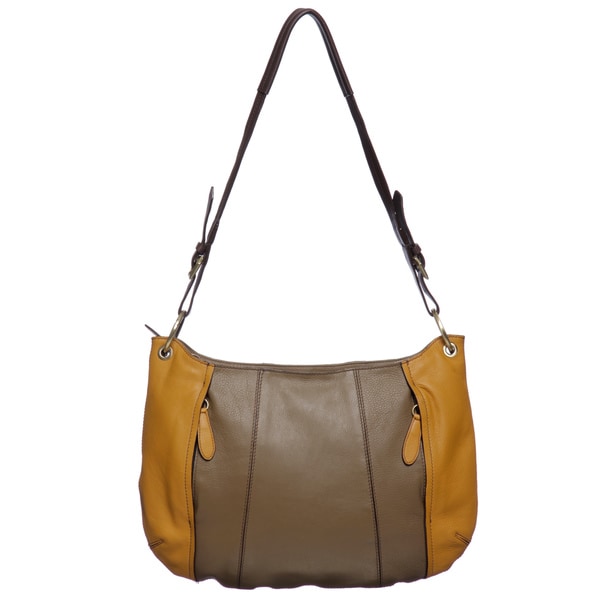 Oryany Gold Multi Colorblock Leather Crossbody Oryany Crossbody & Mini Bags