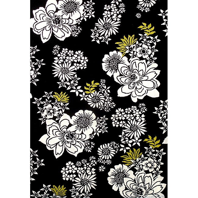 Handmade Sabrina Black New Zeeland Blend Wool Rug 5x8