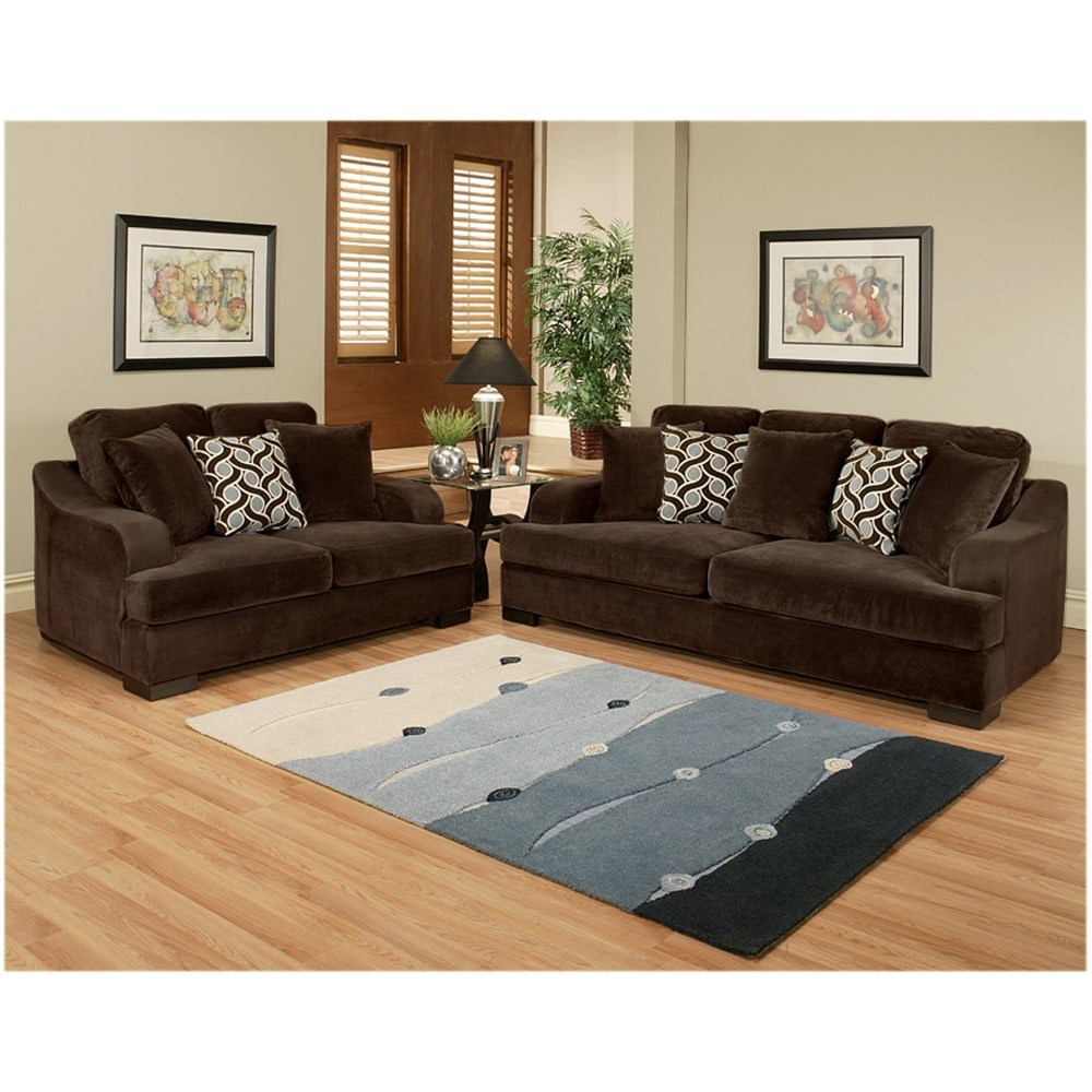 Furniture Of America Kailer Chocolate Suede 2 Piece Sofa And Loveseat Set