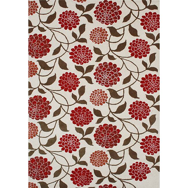 Sabrina Handmade Vanilla Custard New Zealand Blend Wool Rug - 5' x 8'