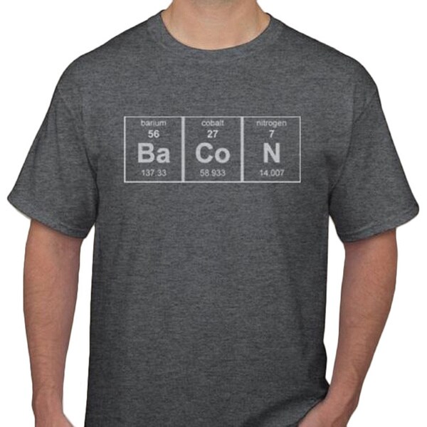 Shop Men's Grey Cotton 'Periodic Bacon' T-Shirt - Free Shipping On ...