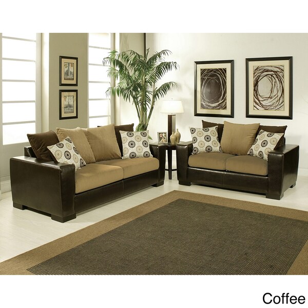Furniture of America Benosa Micro Velvet 2-piece Sofa and Loveseat Set