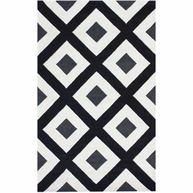 Nuloom Handmade Black Diamond New Zealand Wool Rug (83 X 11)