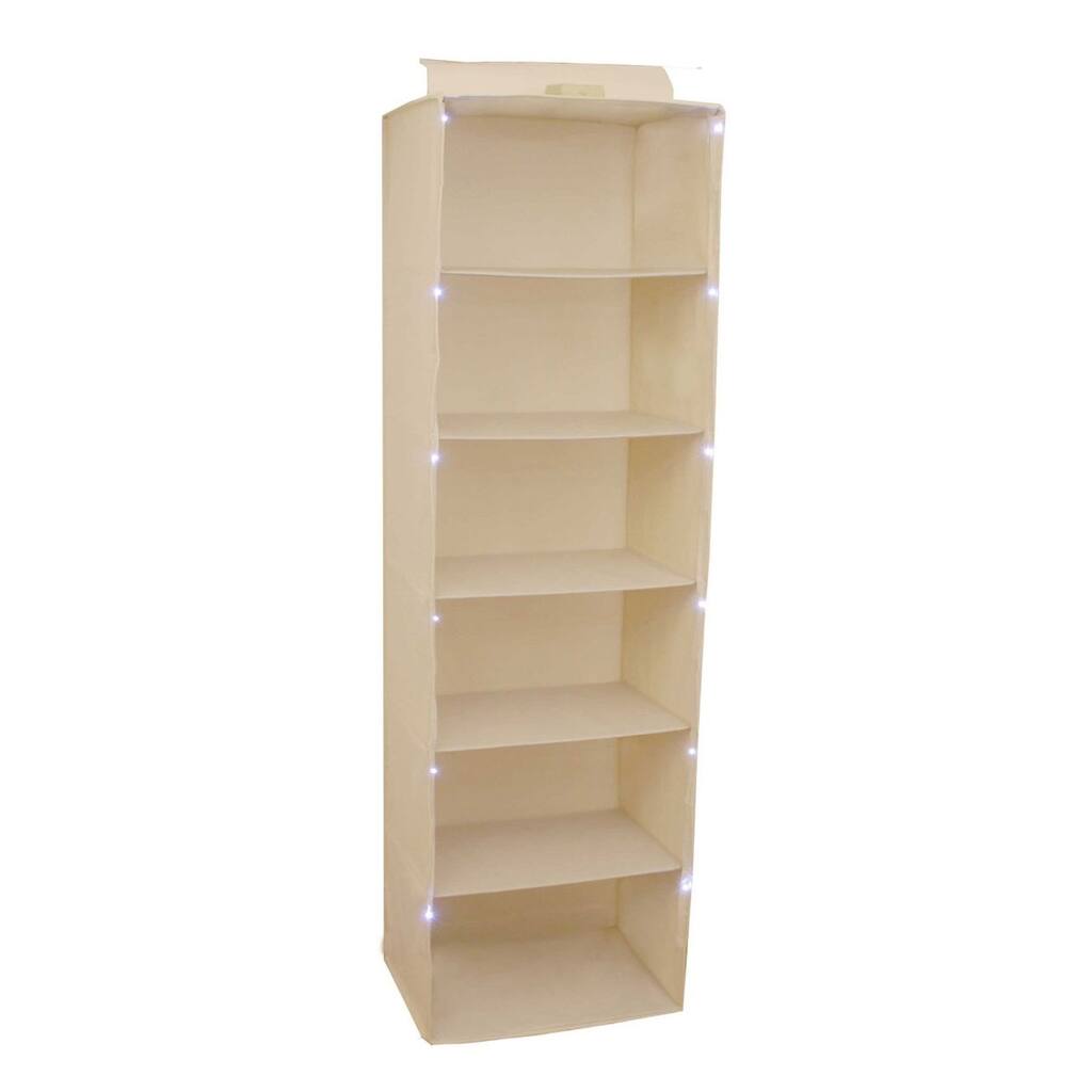 Trademark 17-inch Linen Lighted Shelf Hanging Closet Organizer Unit
