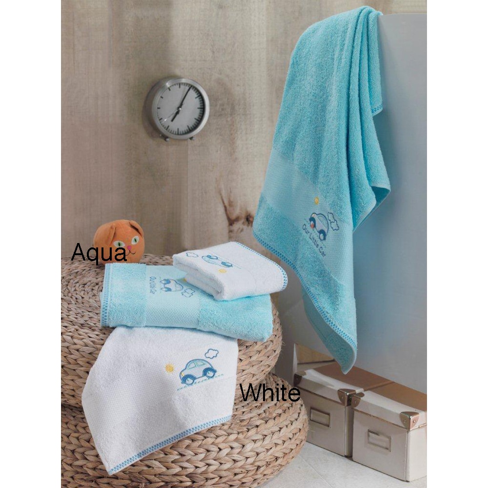 Lucia Minelli Kid's Embroidered Little Car 4-piece Turkish Towel Set