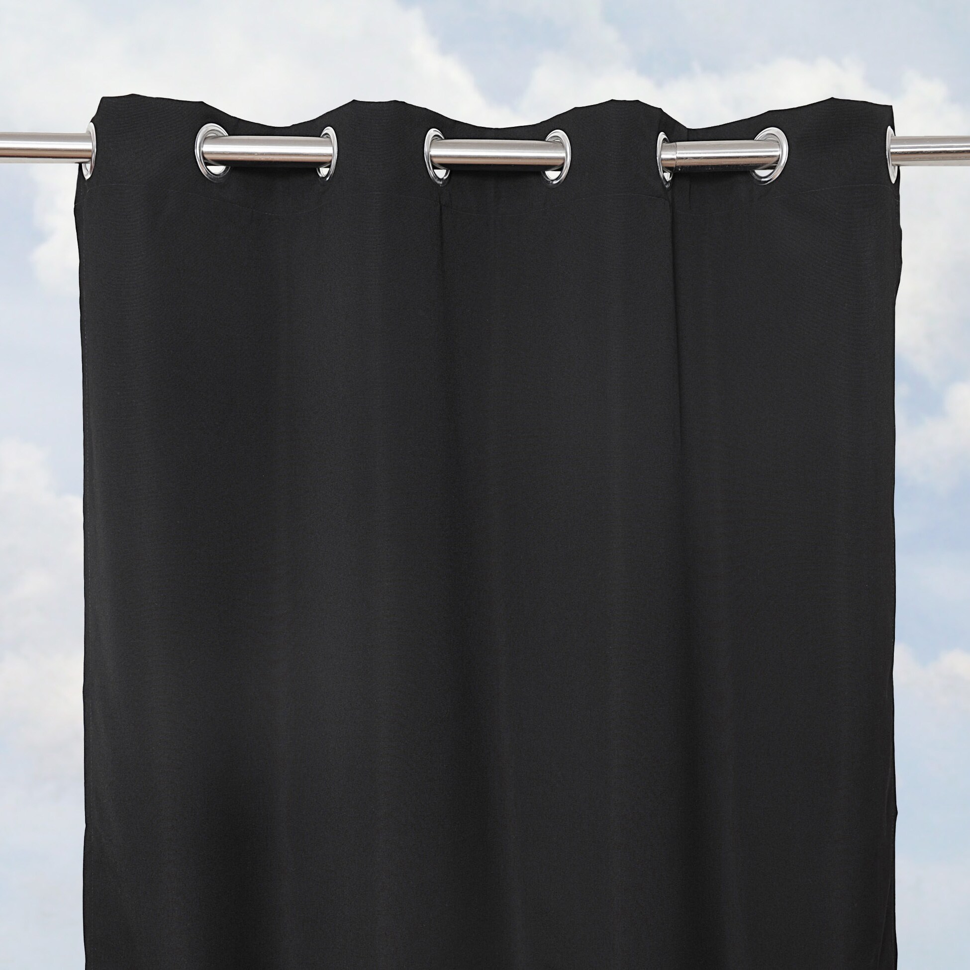 Sunbrella Bay View Black 84 inch Outdoor Curtain Panel (Black Materials Sunbrella FabricWeatherproof Dimensions 84 inches x 50 inchesWeight 2 pounds  )