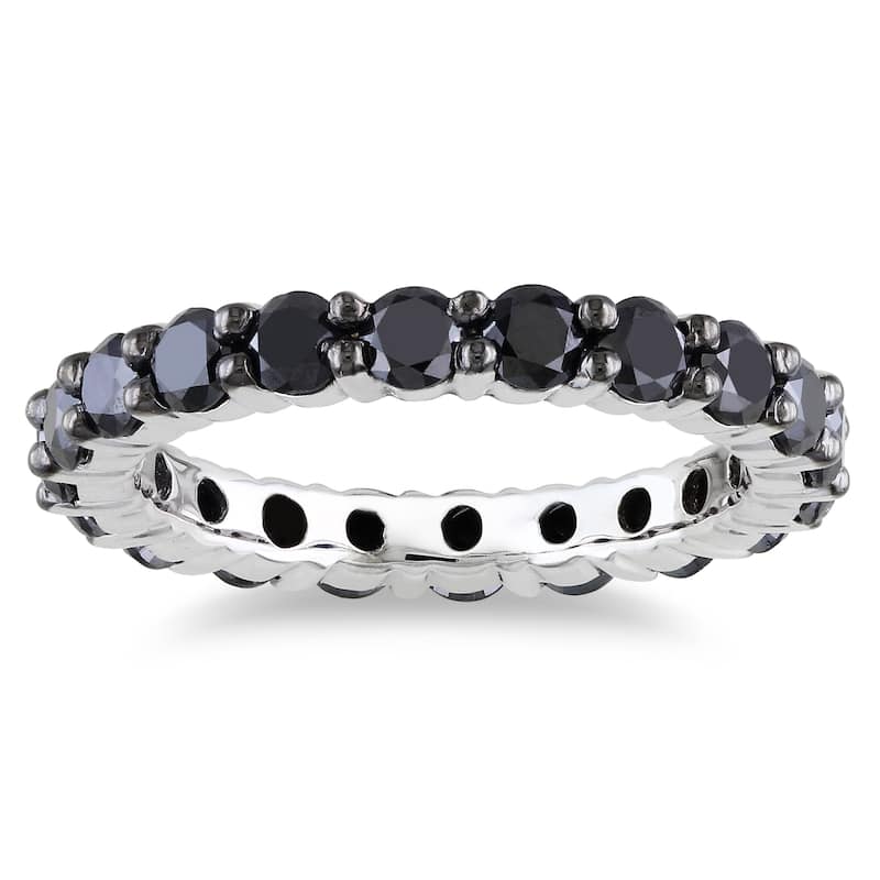 Miadora 14K White Gold 2ct TDW Black Diamond Eternity Ring