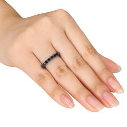 Miadora 14K White Gold 2ct TDW Black Diamond Eternity Ring