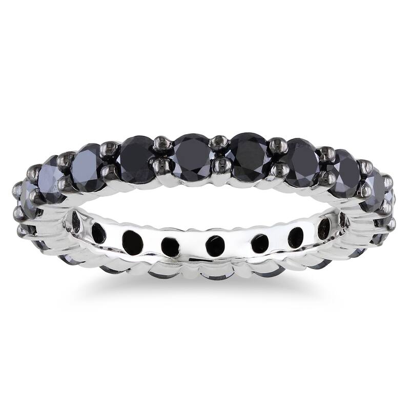 Miadora 14K White Gold 2ct TDW Black Diamond Eternity Ring