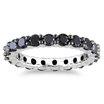 Miadora 14K White Gold 2ct TDW Black Diamond Eternity Ring