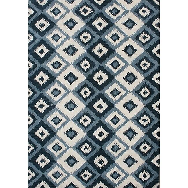 Alliyah Handmade IKAT Handmade Orion Blue New Zealand Blend Wool Rug - 5' x 8'