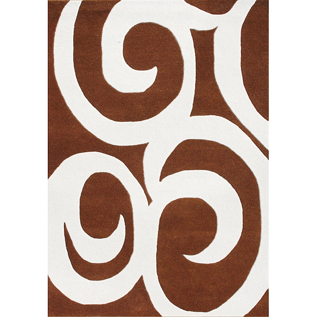 Metro Brown Swirl New Zealand Wool Blend Rug (5 X 8)