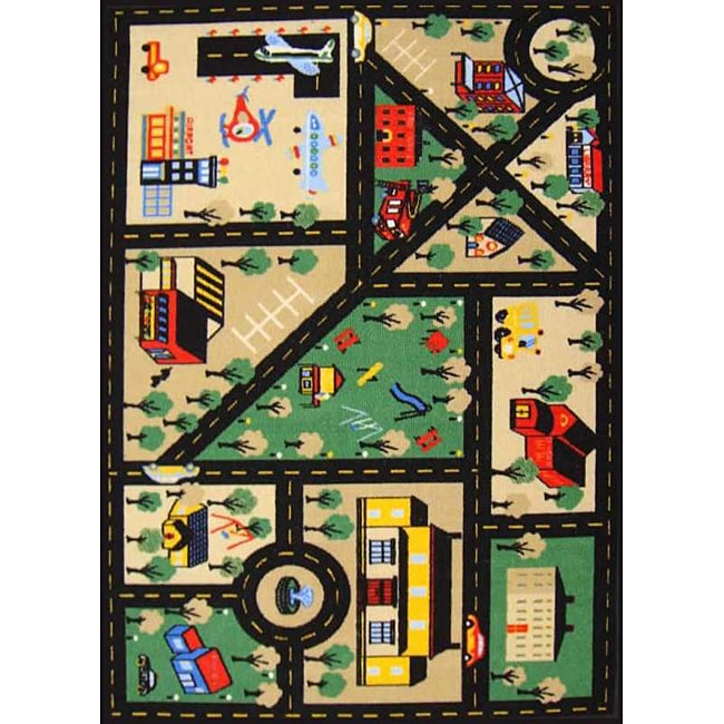 Kids Non skid Town Roads Rug (33 X 47)