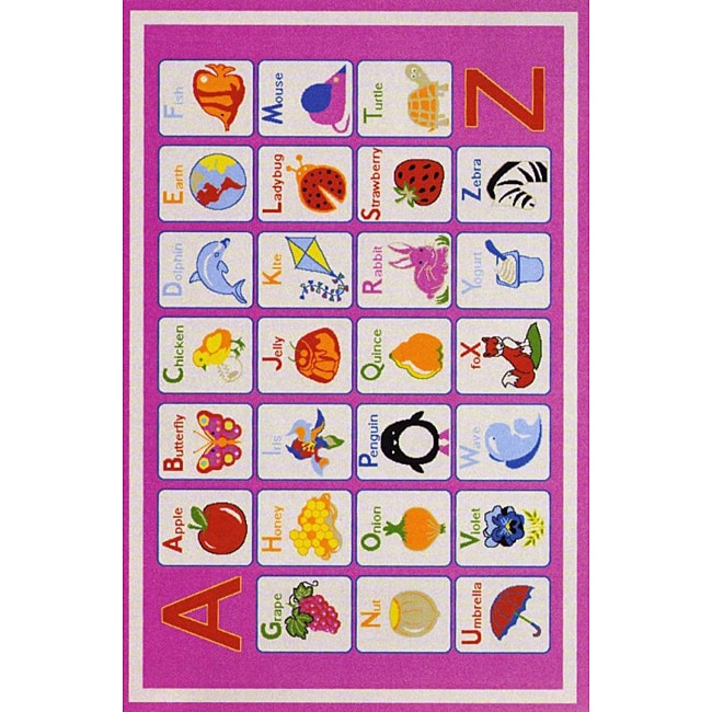 Kids Non skid Pink Alphabet Rug (33 X 47)