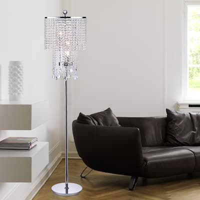 Chrome and Crystal Floor Lamp