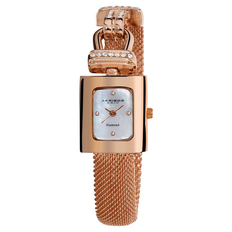 Akribos XXIV Women's Rose-Tone Mesh Wraparound Quartz Watch