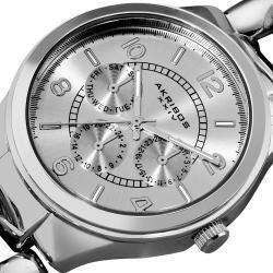 Akribos XXIV Women's Stainless Steel Twist Chain Quartz Multifunction Silver-Tone Watch