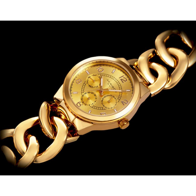 Akribos XXIV Women's Twist-Chain Quartz Multifunction Gold-Tone Watch