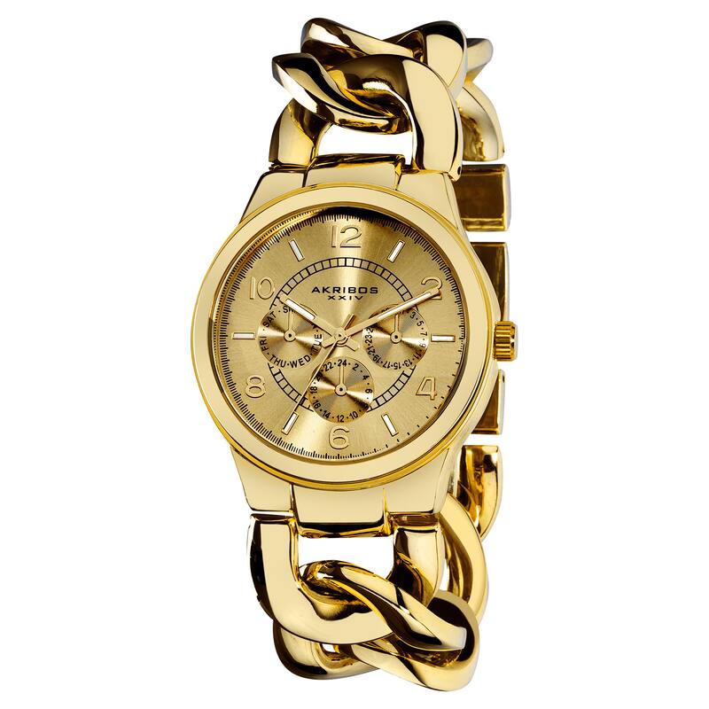 Akribos XXIV Women's Twist-Chain Quartz Multifunction Gold-Tone Watch