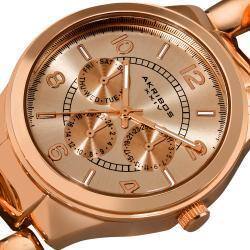 Akribos XXIV Women's Water-Resistant Twist-Chain Quartz Multifunction Rose-Tone Watch
