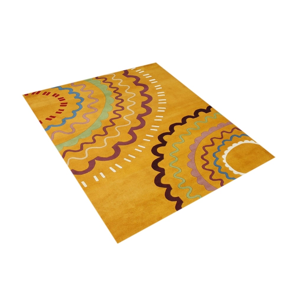 Alliyah Handmade Orange/ Red New Zealand Blend Wool Rug (5' x 8') - 5' x 8'