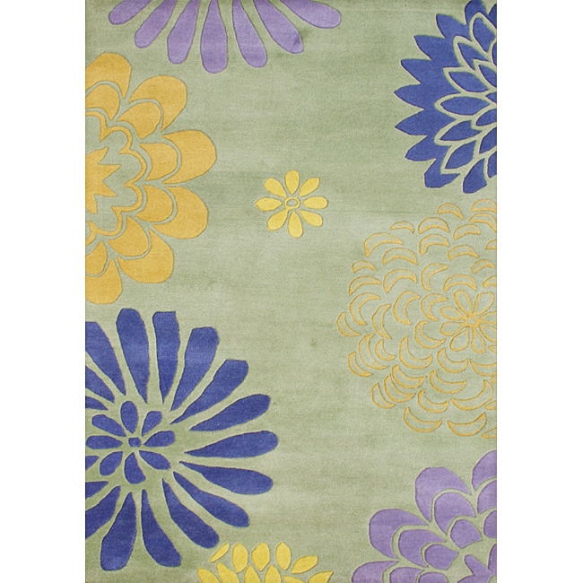 Handmade Alliyah Bright Lime Green Wool Rug (5 X 8)