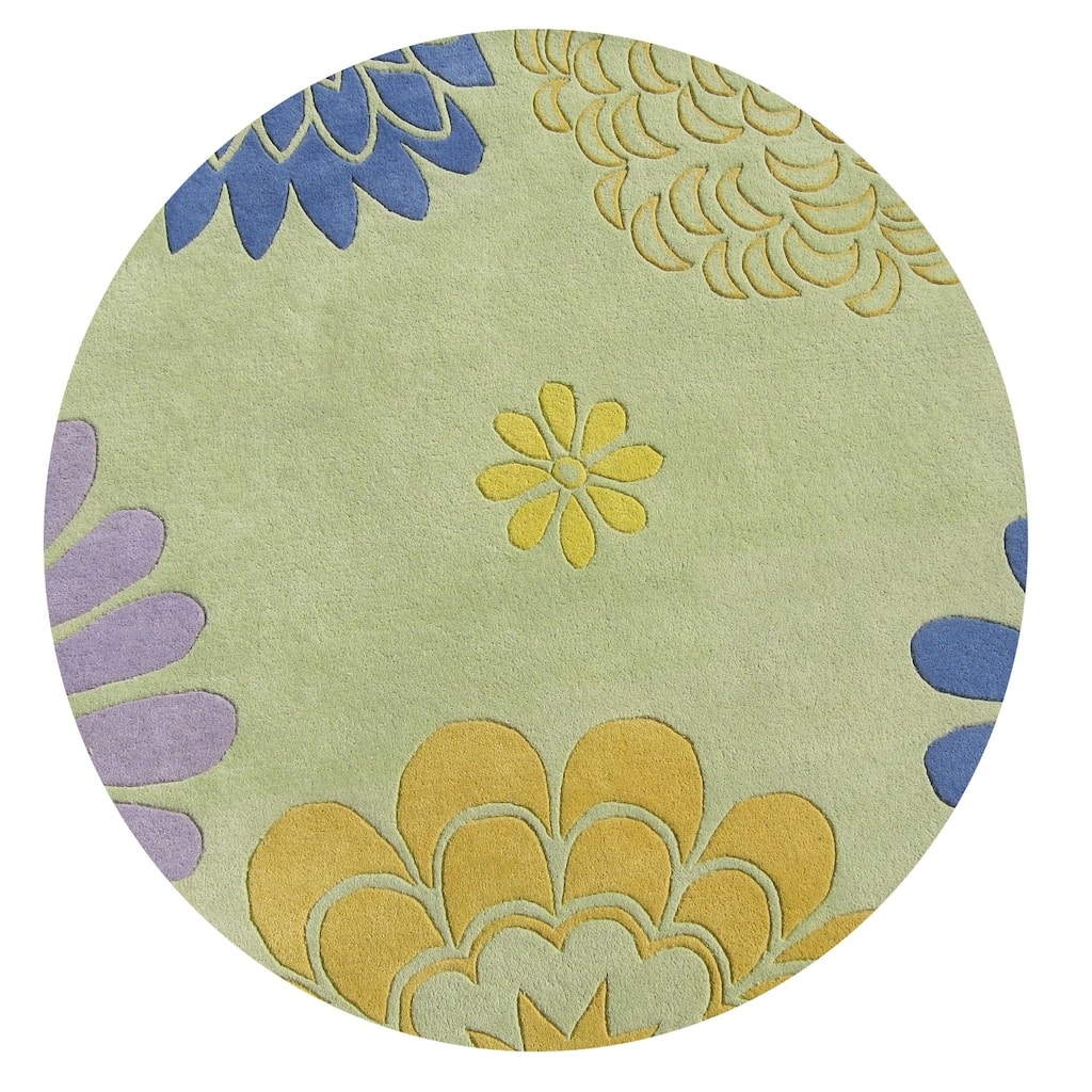 Alliyah Handmade Bright Lime Green New Zealand Blend Wool Rug - 6' x 6' Round