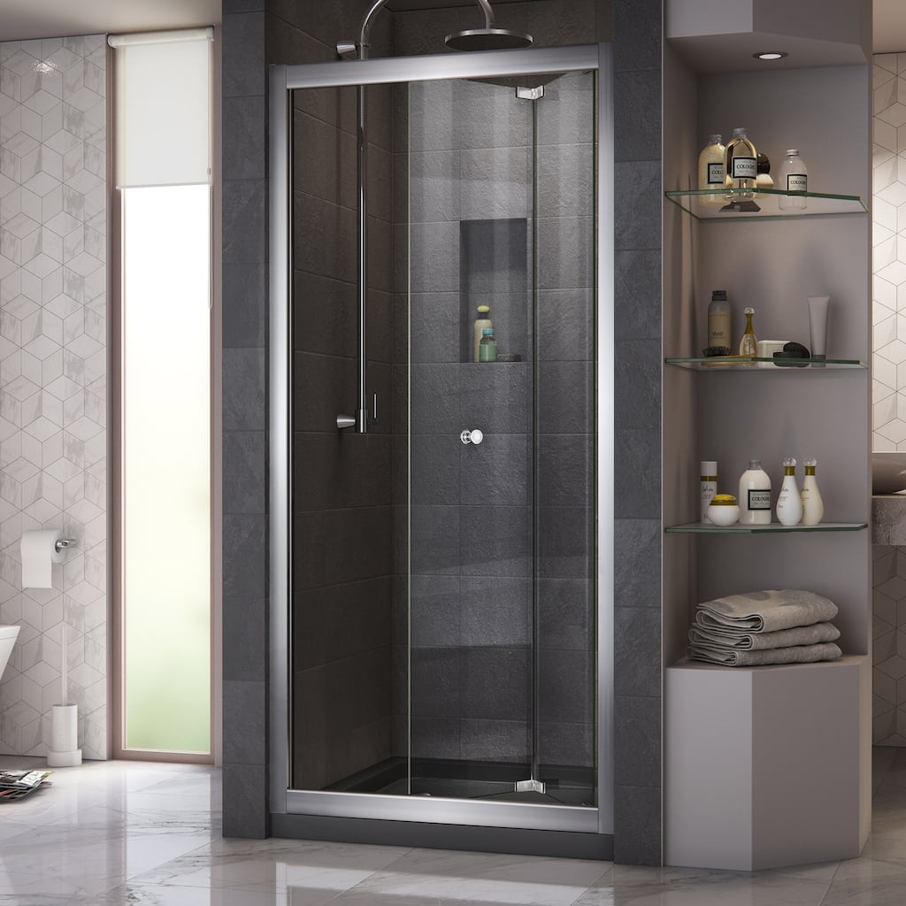 DreamLine Butterfly 34-35 1/2 in. W x 72 in. H Semi-Frameless Sliding Bi-Fold Shower Door - 34" - 35.5" W