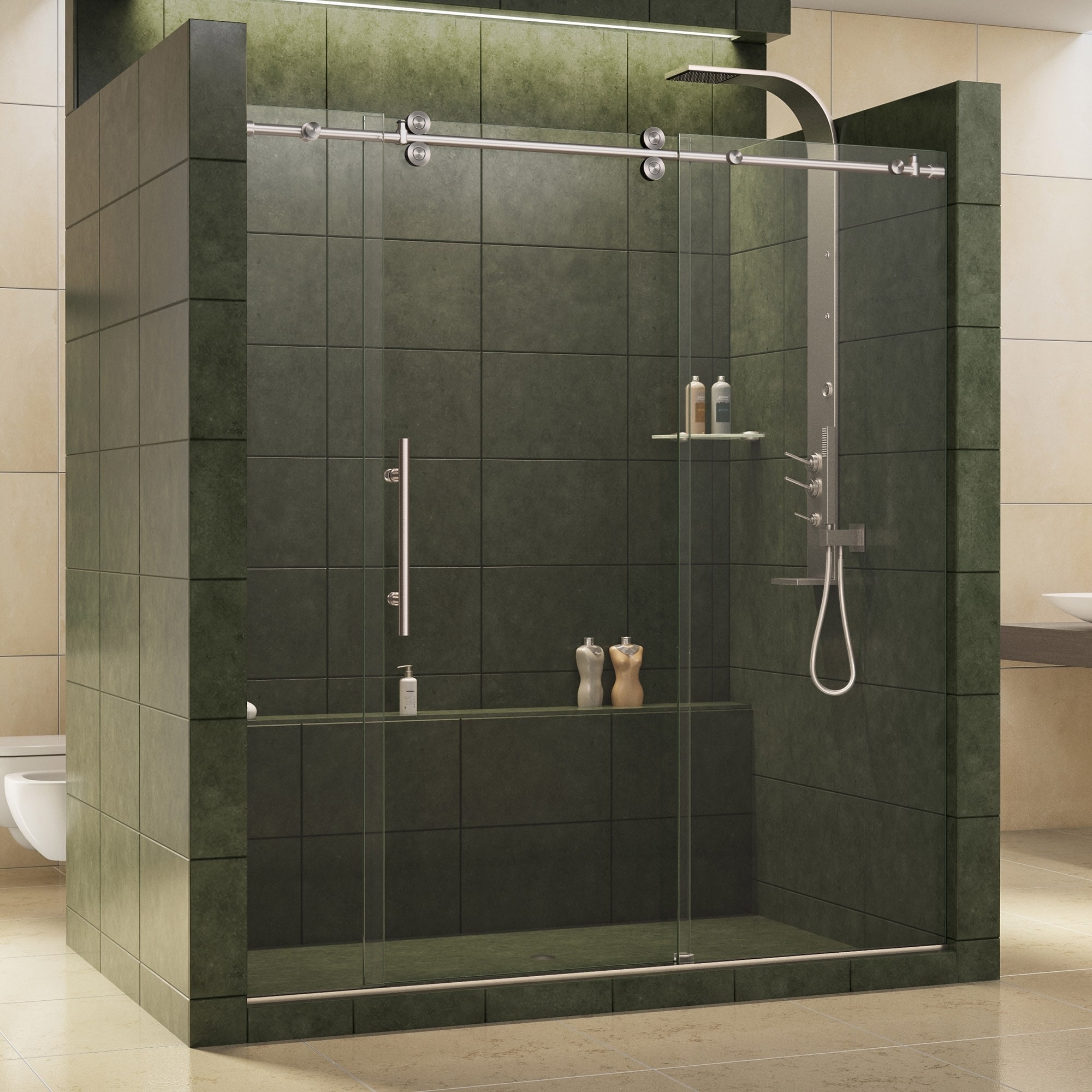 Dreamline Enigma 68 72x79 inch Fully Frameless Sliding Shower Door