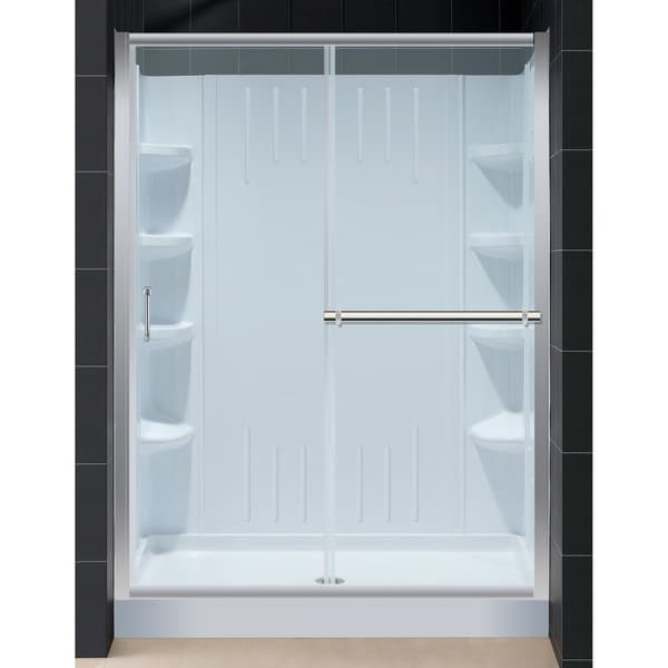 Infinity Plus Amazon 34x60-inch Shower Base QWALL-3 Backwall Shower Door