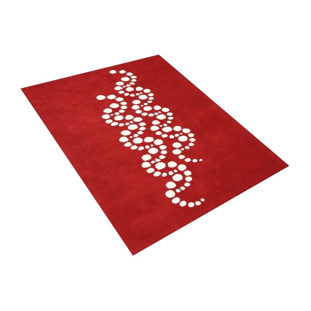 Handmade Sabrina Red Wool Rug (8' x 10') - 8' x 10'