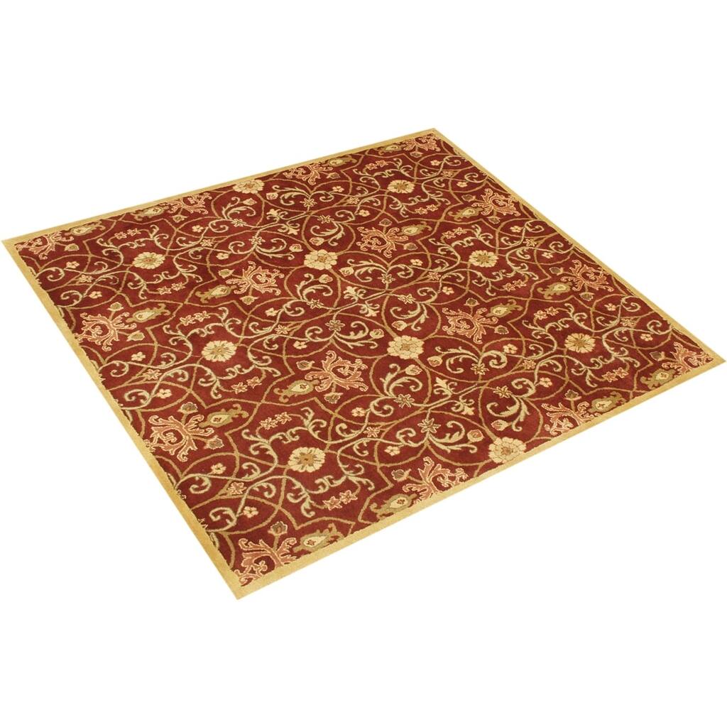 Hand-made 'Delhi' Burgundy New Zealand Wool Rug (9' x 12') - 9' x 12'